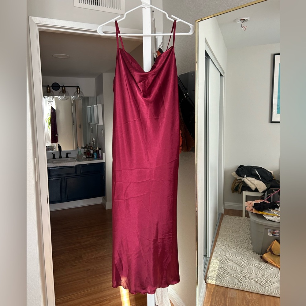 Bebe Burgundy Dress Cowl Neck Size M Brand New